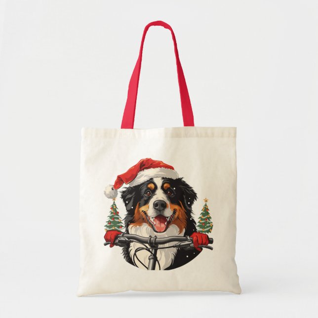 Weihnachten Bernese Mountain Dog Biking Tragetasche (Vorne)