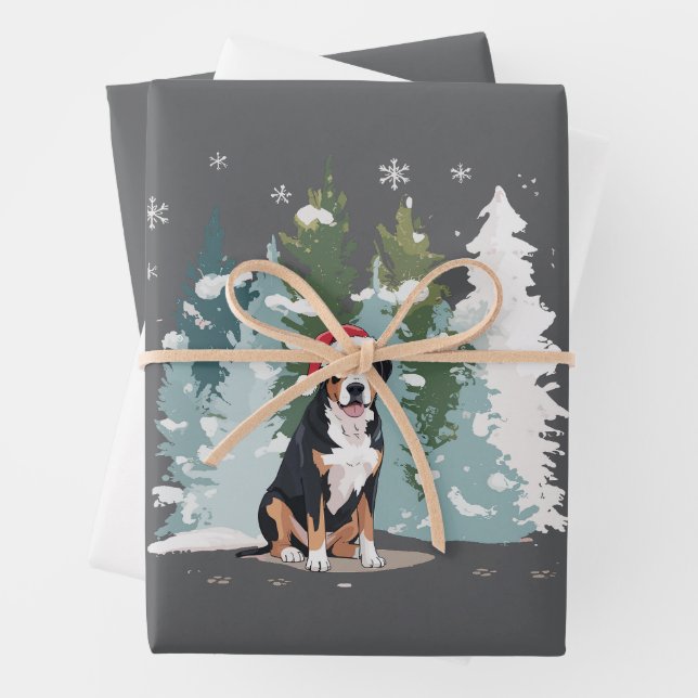 Weihnachten Bernese Mountain Dog Mama Welpe Winter Geschenkpapier Set (Beispiel)