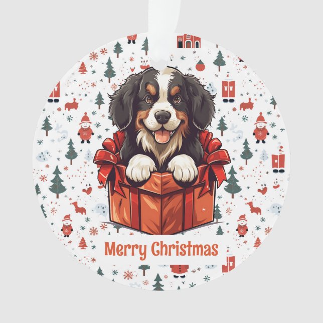 Weihnachten Bernese Mountain Dog Personalisiert Ornament (Vorderseite)