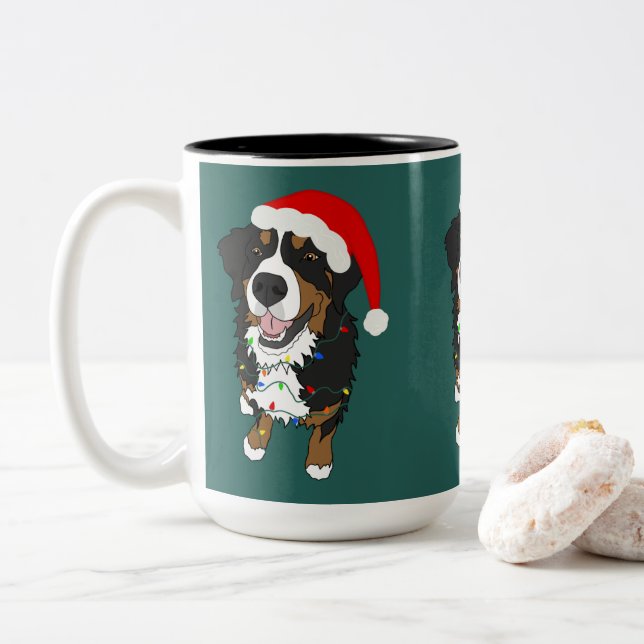 Weihnachten Bernese Mountain Dog Zweifarbige Tasse (Mit Donut)