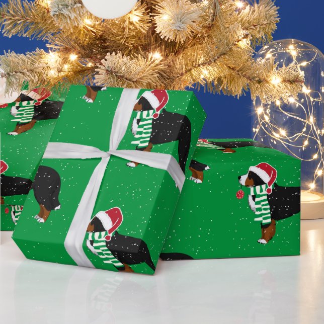 Weihnachten Bernese Mountain Holiday Dog Geschenkpapier (Feiertage)