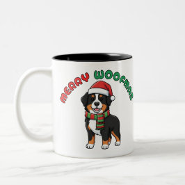 Weihnachten Bernese Mountain Hund Tasse: Frohe Wei Zweifarbige Tasse