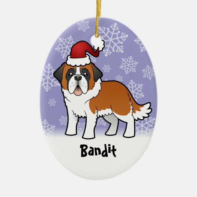Weihnachten Bernhardiner Keramik Ornament (Vorne)