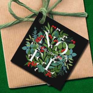 WEIHNACHTEN Berries Greenery Holiday Black Geschenkanhänger