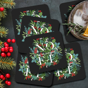 WEIHNACHTEN Berries Greenery Holiday Black Rechteckiger Pappuntersetzer