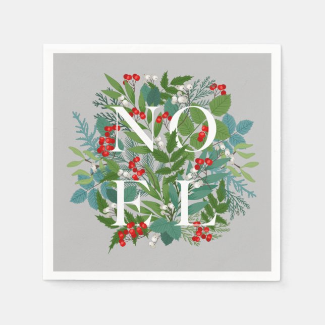 WEIHNACHTEN Berries und Grüne Weihnachten Napkins Serviette (Vorderseite)