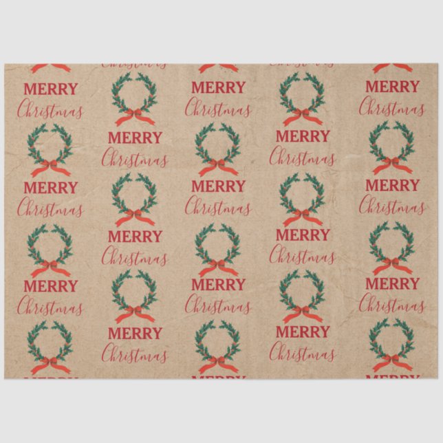 Weihnachten Berry Wreath Holiday Kraft Seidenpapier (Vorderseite)