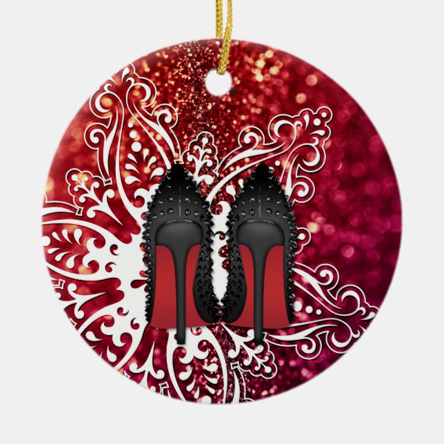 Weihnachten beschuht Stilettmode Keramikornament (Vorne)