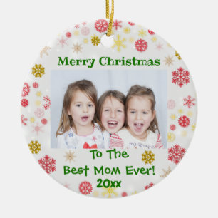 Weihnachten Beste Mama je Kinder Foto Jahr Keramik Ornament