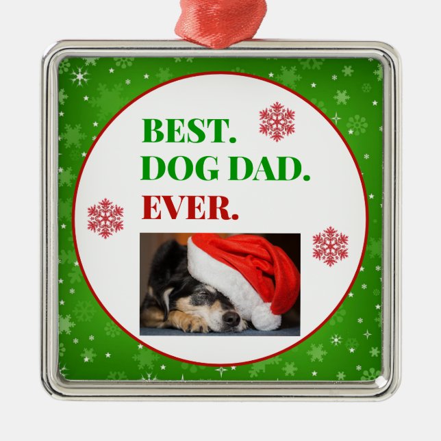 Weihnachten Bester Hund Vater je Foto Ornament Aus Metall (Vorne)