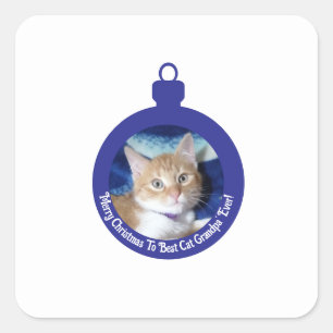 Weihnachten, Bester Katzen-Opa Ever , Katzenfoto , Quadratischer Aufkleber