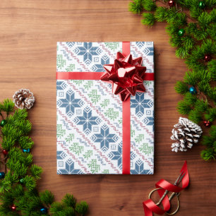 Weihnachten bestickte Schneeflocken, Weihnachtsbäu Geschenkpapier