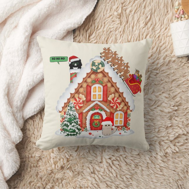 Weihnachten Besuch von Santa Cat und Freunde Kissen (Decke)