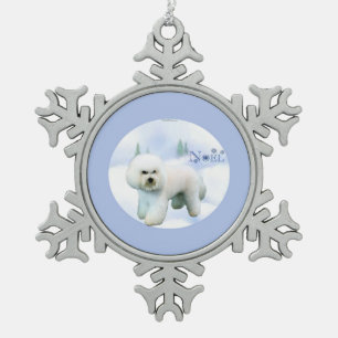 Weihnachten Bichon Frise Schneeflocken Zinn-Ornament
