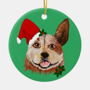 Weihnachten Big Eyes Grüne Rinder Hunde Weihnachts Keramik Ornament