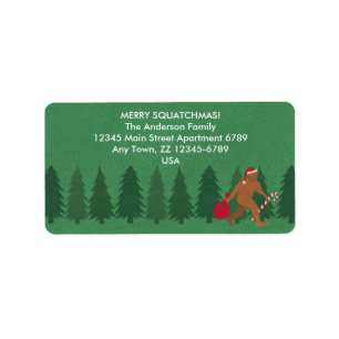 Weihnachten Bigfoot Sasquatch Sankt Squatch lustig Adressaufkleber