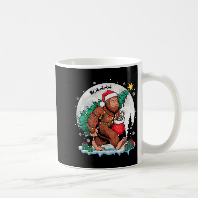 Weihnachten Bigfoot Weihnachtsmann Baum Schlitten  Kaffeetasse (Rechts)