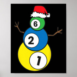 Weihnachten Billiards Snowman Kinder Weihnachten G Poster