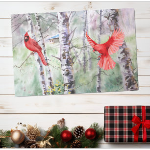 Weihnachten Birch Tree Kardinal Bird Holiday Seidenpapier