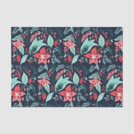 Weihnachten Blau Elegant Botanisch Floral Festlich Seidenpapier