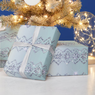 Weihnachten Blau Grün Silber Glitzer Design Geschenkpapier