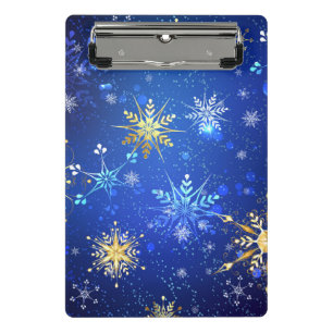 Weihnachten Blau Hintergrund mit goldenen Schneefl Mini Klemmbrett