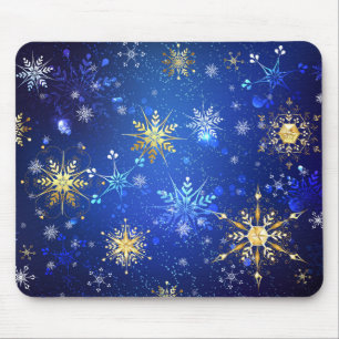Weihnachten Blau Hintergrund mit goldenen Schneefl Mousepad
