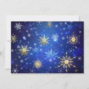 Weihnachten Blau Hintergrund mit goldenen Schneefl Save The Date
