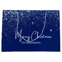 Weihnachten blau silber weiß glitzer Familienname 
