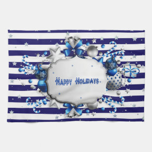 Weihnachten Blau Streifen Küchentuch