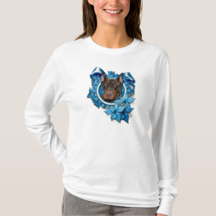 Weihnachten - blaue Schneeflocke - Dobermann - T-Shirt