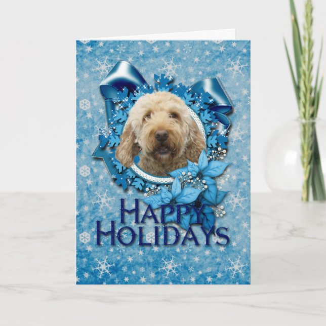 Weihnachten - Blaue Schneeflocke - Goldendoodle (Vorderseite)