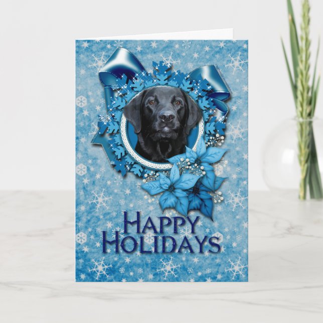 Weihnachten - blaue Schneeflocke - Labrador - (Vorderseite)