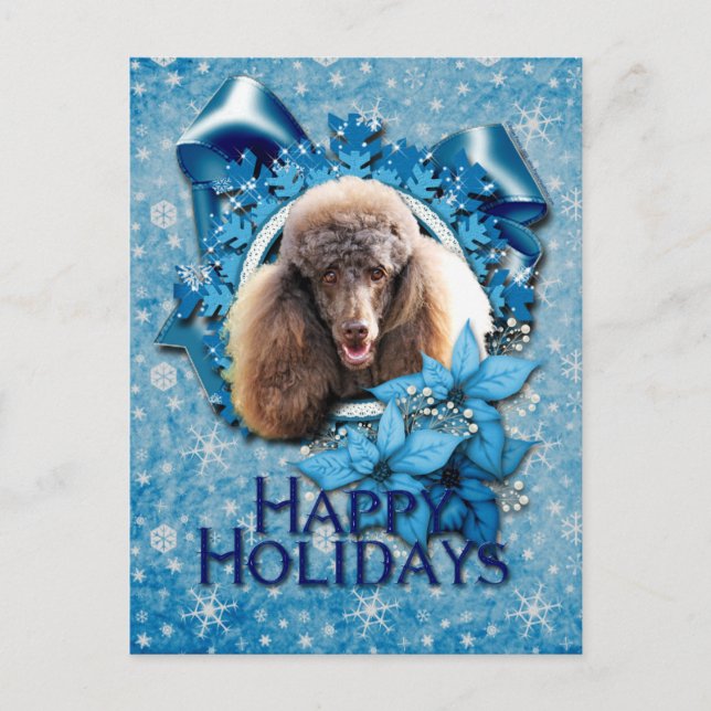 Weihnachten - Blaue Schneeflocke - Poodle - Schoko (Vorderseite)