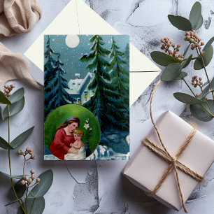 Weihnachten Blaue Winterlandschaft Mutter & Kind