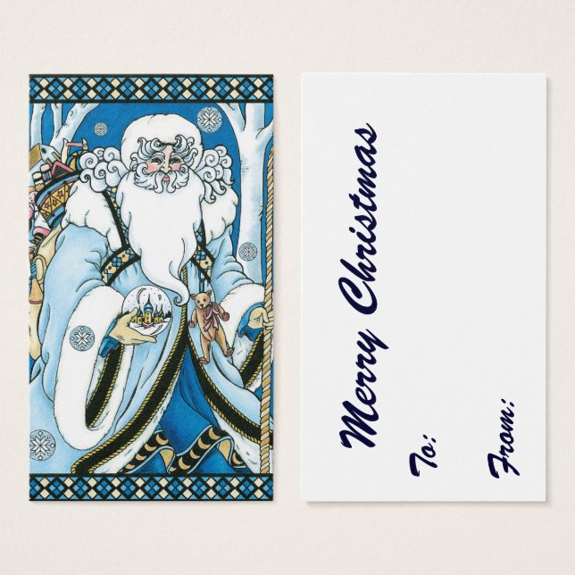 Weihnachten, Blauer Weihnachtsmann mit Snowglobe (Vorne & Hinten)