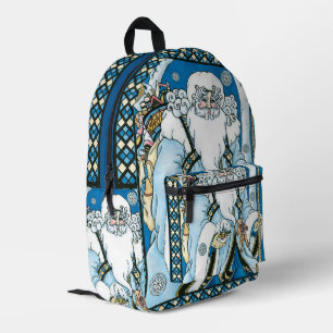 Weihnachten, Blauer Weihnachtsmann mit Snowglobe Bedruckter Rucksack