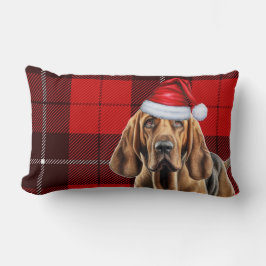 Weihnachten Bloodhound Hund Red Holiday Kariert Lendenkissen