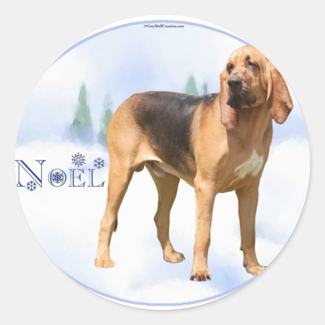 Weihnachten Bloodhound Runder Aufkleber (Vorderseite)