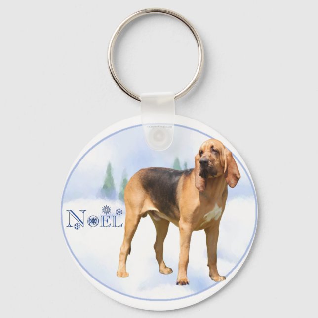 Weihnachten Bloodhound Schlüsselanhänger (Vorderseite)