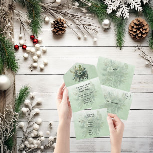 Weihnachten Blumengrün Hochzeit All In One Einladung