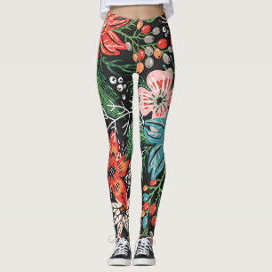 Weihnachten Blumenmuster Leggings