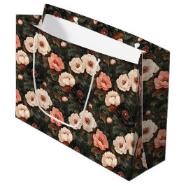 Weihnachten Blumenpeony Pink & Dark Green Große Geschenktüte