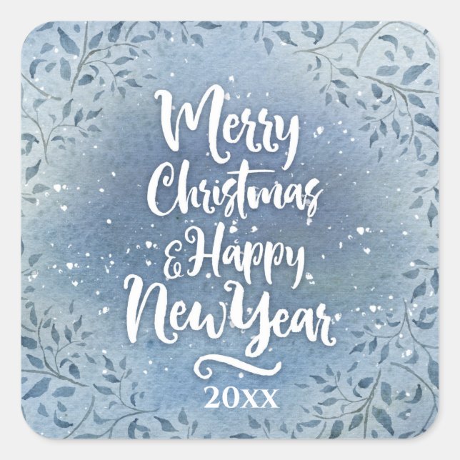 Weihnachten - Blumenpersonalisierung Jahr Weihnach Quadratischer Aufkleber (Vorderseite)