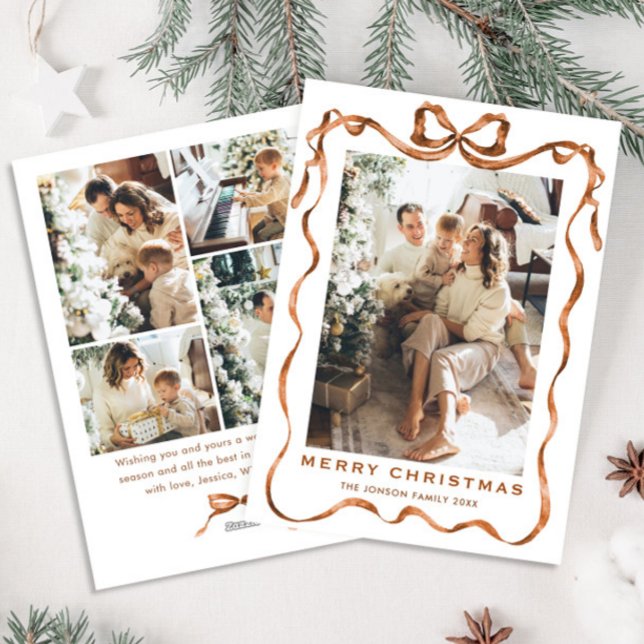 Weihnachten Boho Beige Bow Ribbon 5 Foto (Von Creator hochgeladen)