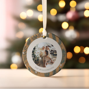 Weihnachten Boho Botanische Grünpflanzen Foto indi Keramik Ornament