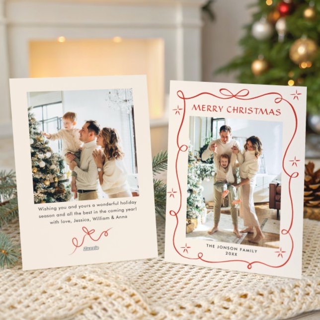 Weihnachten Boho Red Bow Ribbon 2 Foto (Von Creator hochgeladen)