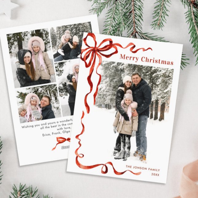 Weihnachten Boho Red Bow Ribbon 5 Foto (Von Creator hochgeladen)