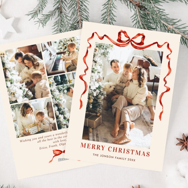 Weihnachten Boho Red Bow Ribbon 5 Foto (Von Creator hochgeladen)