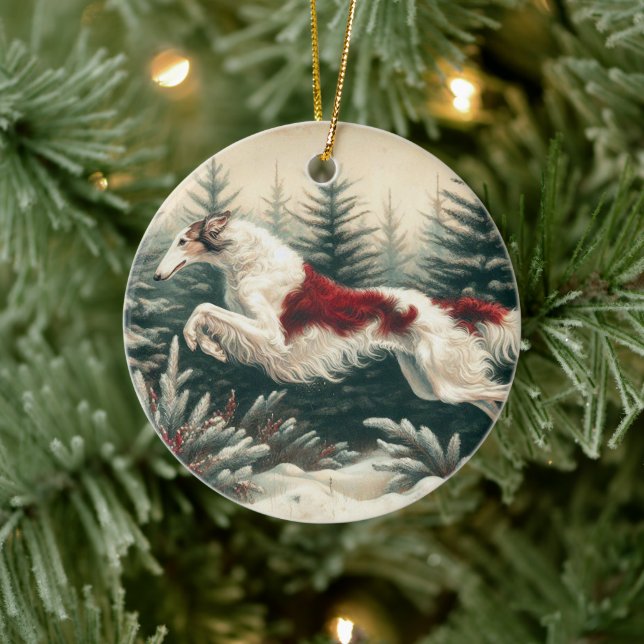 Weihnachten Borzoi-Ornament Keramik Ornament (Baum)